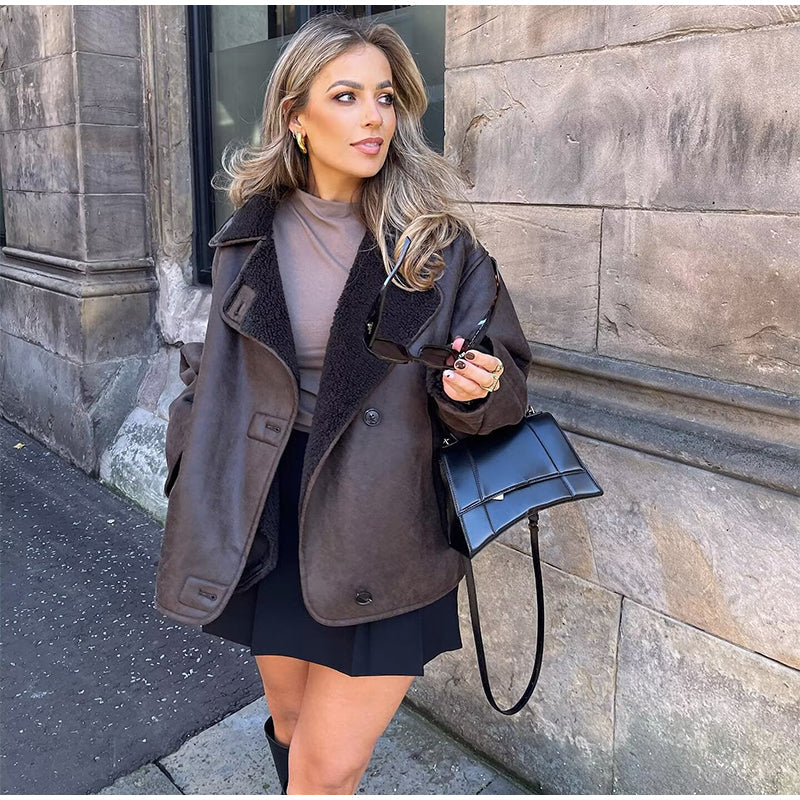 Nevada Luxe | Winterjacke mit Veloursleder-Optik & Fleece-Futter