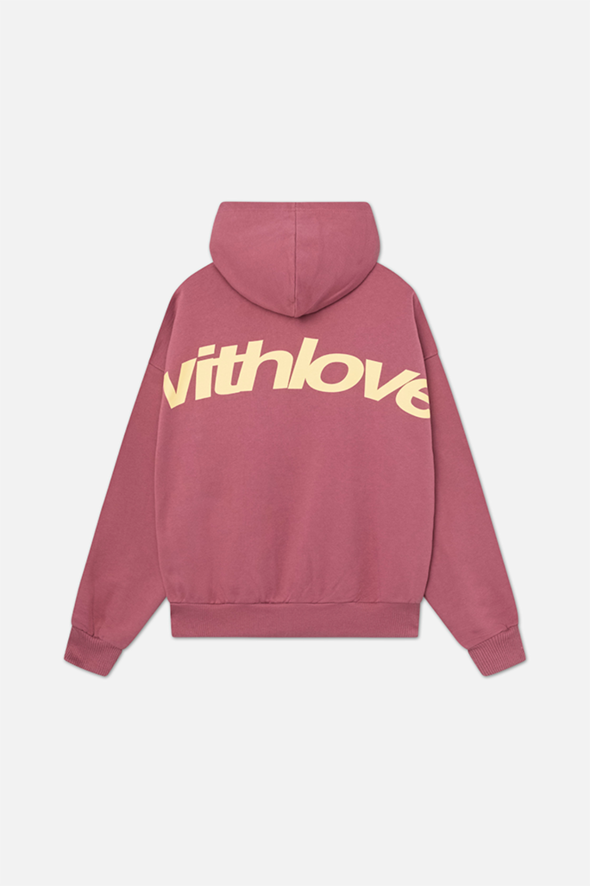 Rosa Oversized Hoodie Damen mit withlove-Statement-Backprint Produktansicht