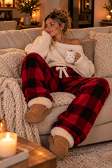 Warme Pyjamahose mit Karomuster für den Winterabend