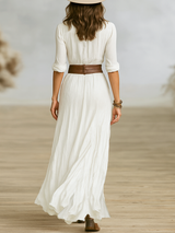 A-Linien-Maxikleid Damen lang mit Hemdkragen – Annabel von Talaine, Seitenansicht