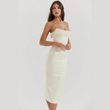 Pearl Embrace Kleid Vorderansicht in Elfenbein