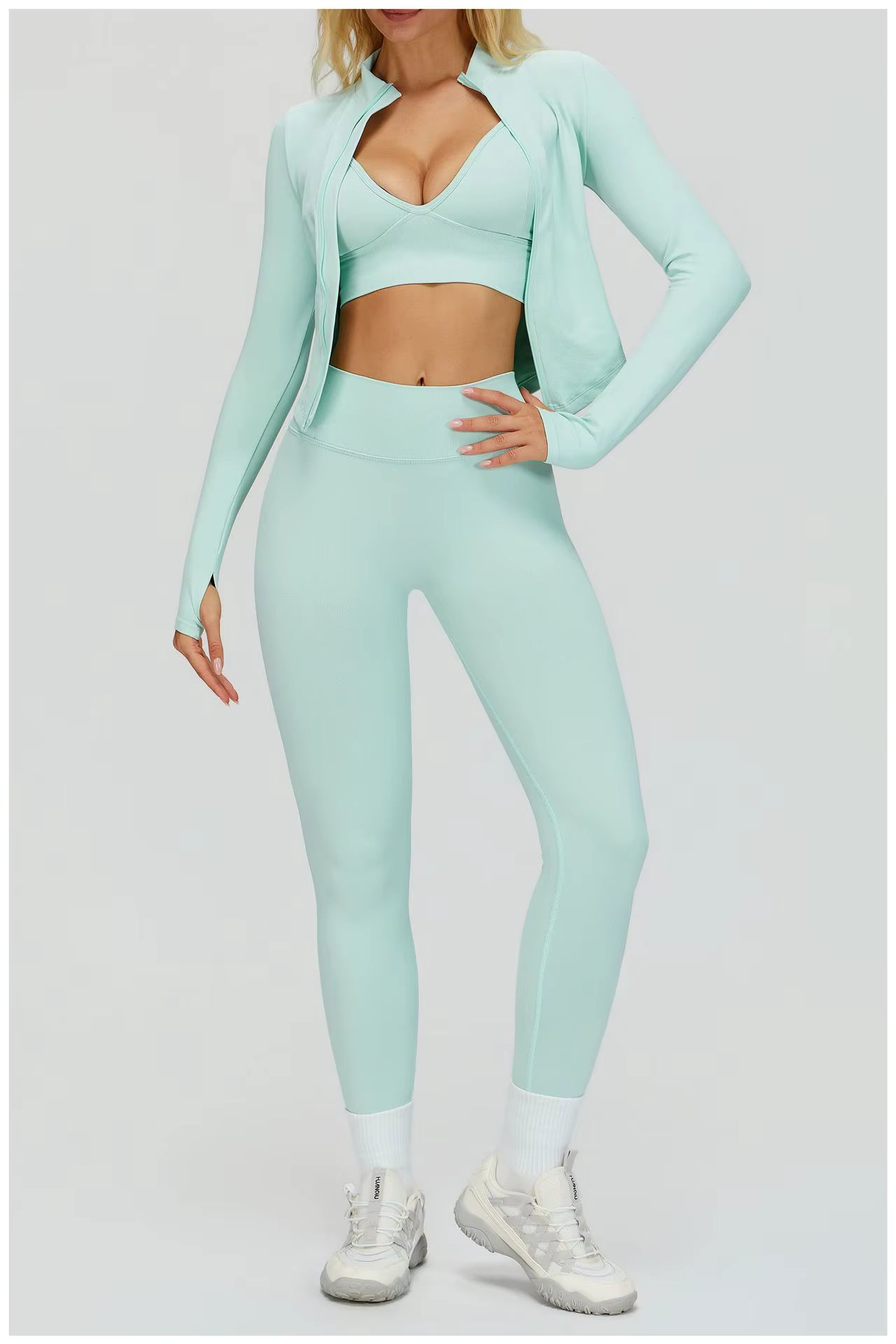 Averia Sculpt Sport Set | 3-teiliges Sportoutfit mit Leggings, BH & Jacke