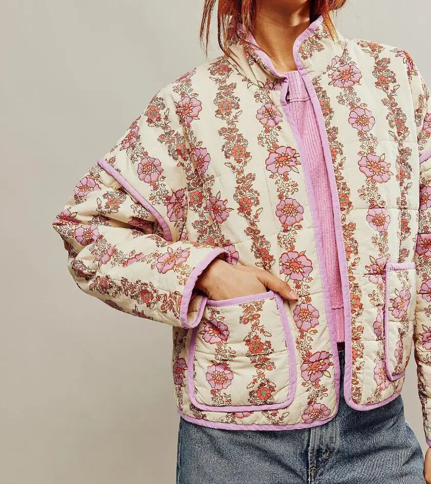 Patch & Puff Damenjacke geblümt beige pink
