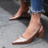Celina Slingback-Pumps in Braun mit Kroko-Prägung für Damen