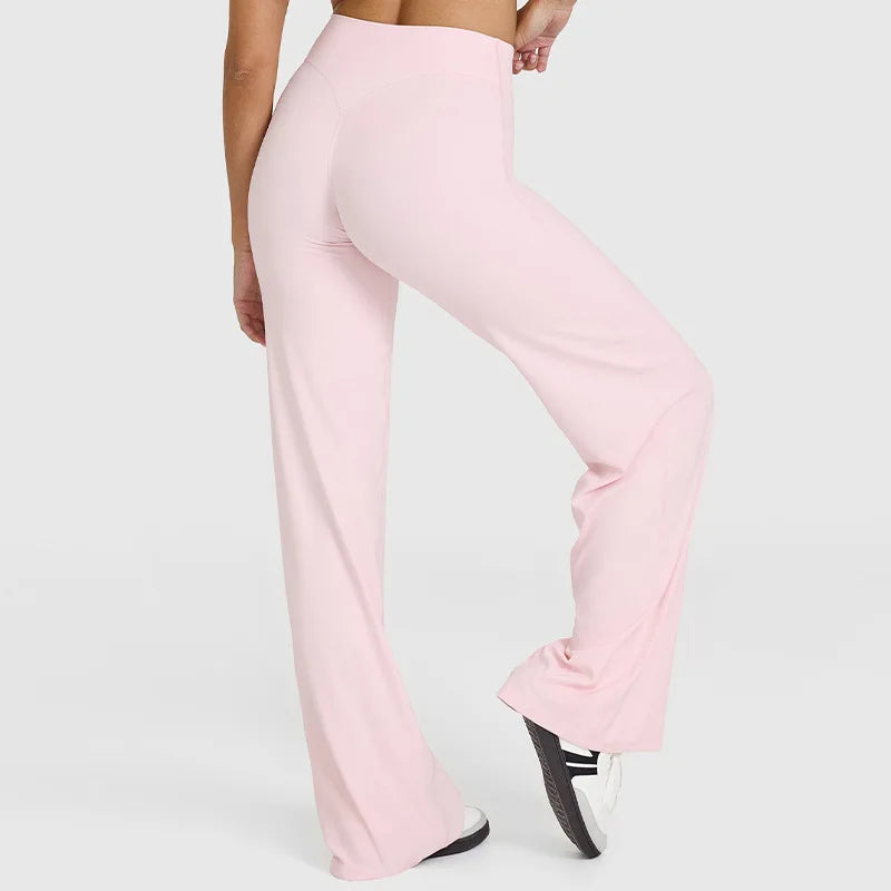 Yoga-Hose Damen Hellrosa High Waist Flared mit weitem Bein – Livia von Talaine, Farbansicht Hellrosa