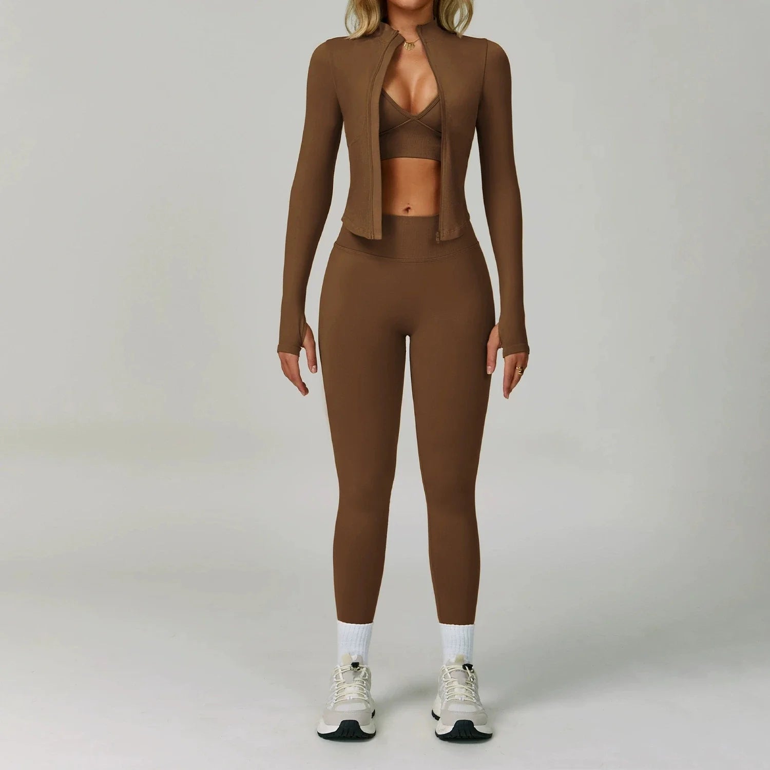 Averia Sculpt Sport Set | 3-teiliges Sportoutfit mit Leggings, BH & Jacke