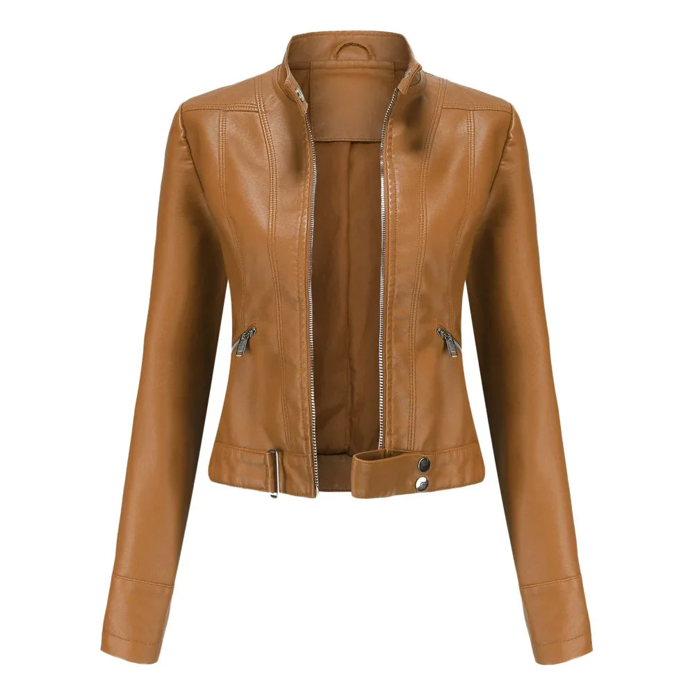 Veloura Bikerjacke Damen camel vegan Leder