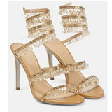 Zyrelia Crystal Wrap Heels gold mit luxuriöser Ausstrahlung