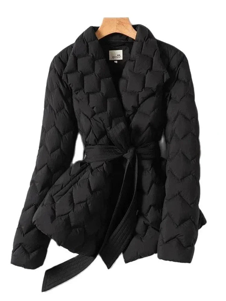 Aurelia Pufferjacke | Damen Winterjacke mit Taillengürtel & Eleganter Stepp-Optik