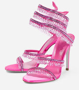 Zyrelia Crystal Wrap Heels | Elegante Damen Sandalen mit Wickel-Knöchelband