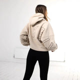 Oversize Teddy Hoodie Damen Beige Loose Fit