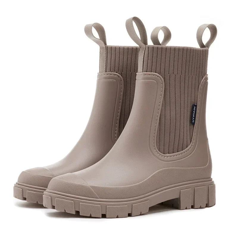 Damen Chelsea Regenstiefel wasserdicht grau – Regenliebe Chelsea