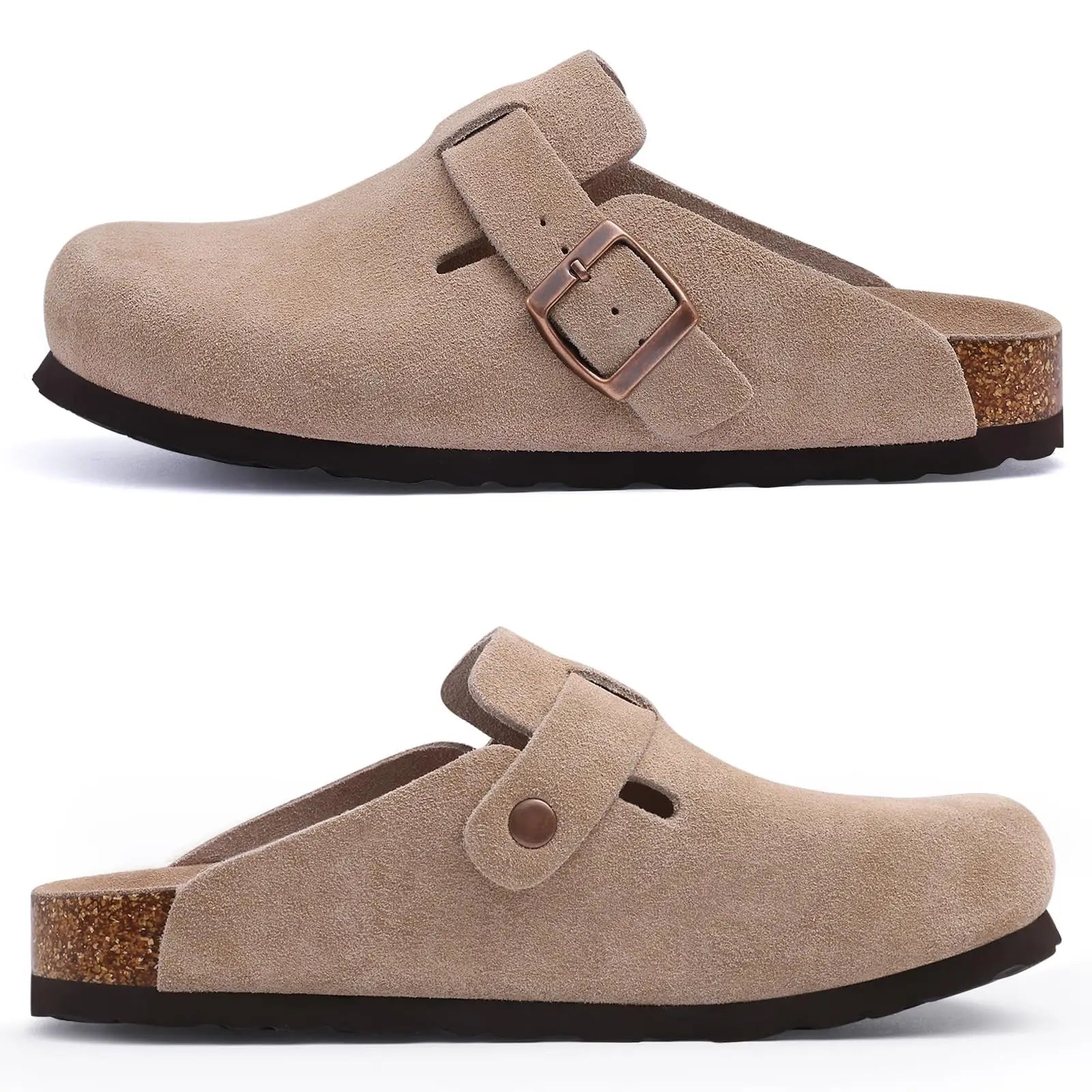 Comfort Clogs Damen aus Wildleder mit Kork-Fußbett – Mavira von Talaine, Seitenansicht