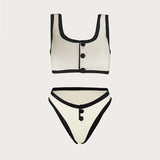 Bikini Damen Retro High Waist mit Knöpfen – Tionna von Talaine, Detailansicht
