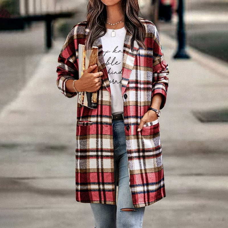 BethanysJacket karierte Übergangsjacke Damen rot Regular Fit