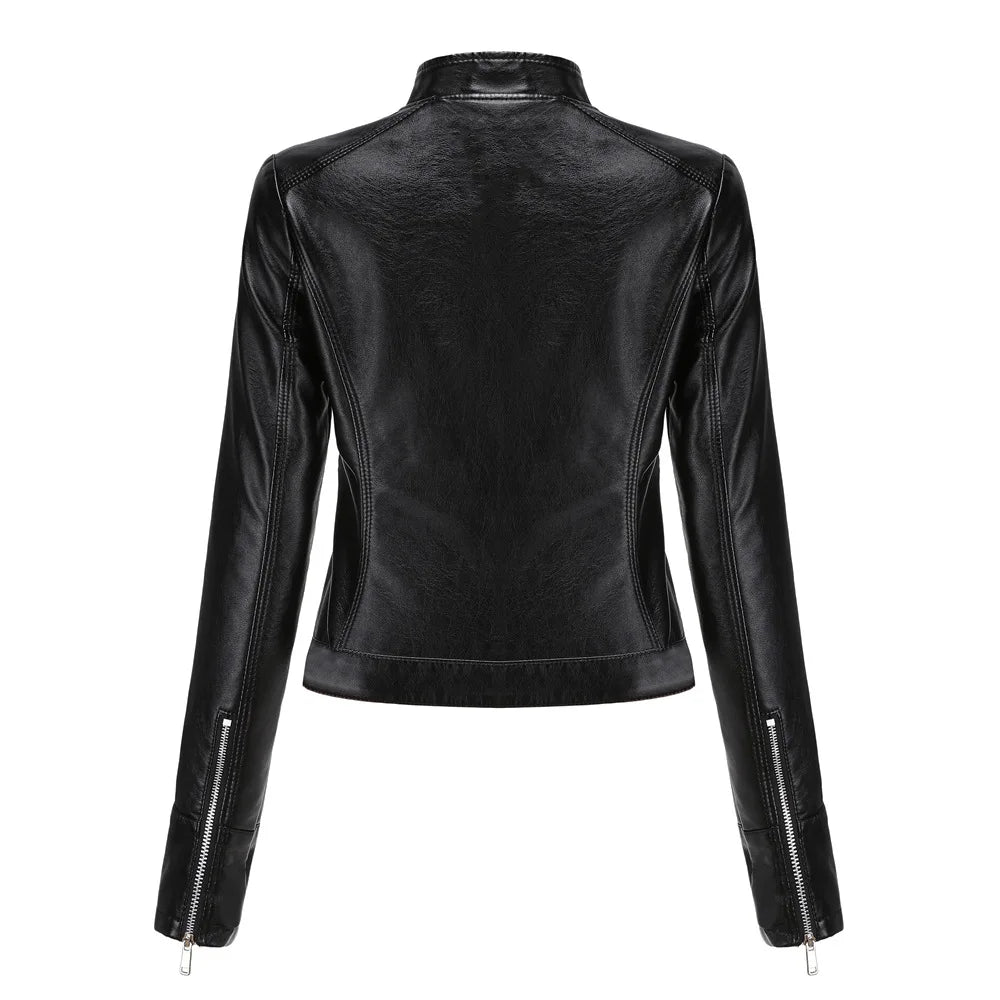 Veloura Bikerjacke Damen schwarz vegan Leder