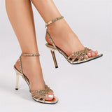 High-Heel-Sandaletten Damen Gold mit Strass – Amara von Talaine, eleganter Absatz für festliche Anlässe