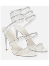 Zyrelia Crystal Wrap Heels weiß mit transparenten Kristalldetails