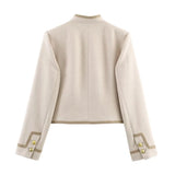 Velmira Kurzjacke Beige – Produkt-Detailaufnahme Ärmel und Manschette