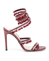 Zyrelia Crystal Wrap Heels rot mit Wickel-Knöchelband und Kristalldetails