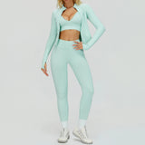mintgrün sportset damen mit sport bh jacke und leggings