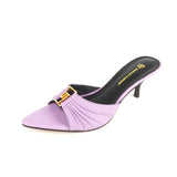 Mutera Heeled Mules Damen Violett aus Echtleder mit goldener Schnalle – Talaine