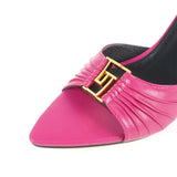 Mutera Heeled Mules Damen aus Echtleder mit goldener Schnalle – Talaine, Detailansicht