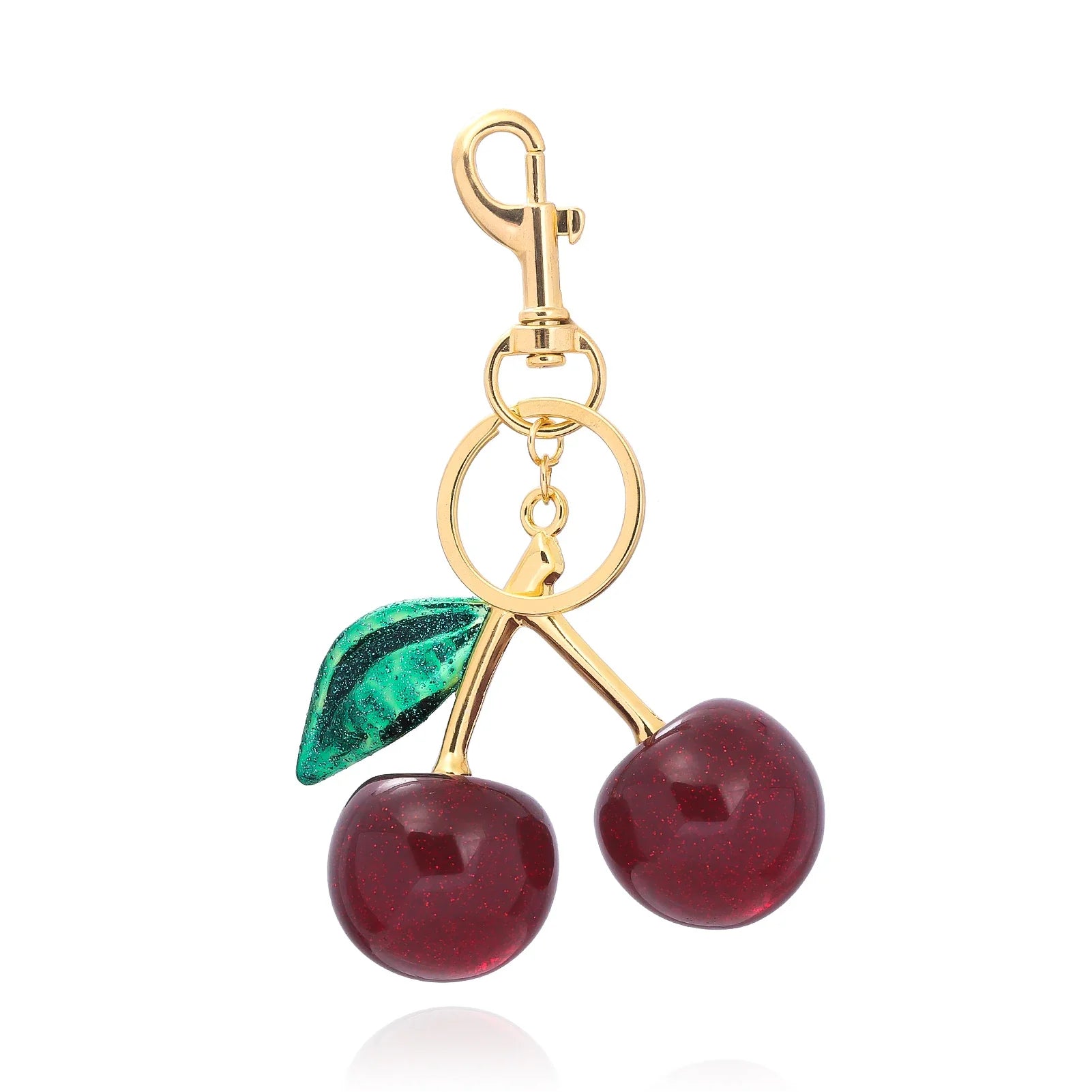 Taschenanhänger Damen Rot-Grün im Kirsch-Design – Cherry Chic von Talaine, Seitenansicht