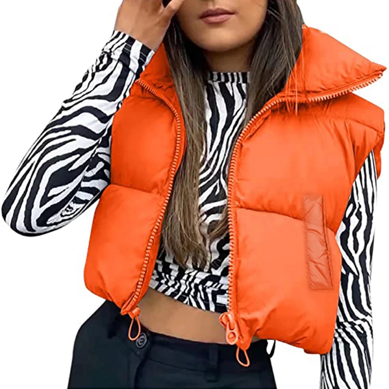 Marlowe Cropped Steppweste Damen in Orange