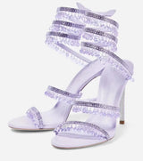 Zyrelia Crystal Wrap Heels | Elegante Damen Sandalen mit Wickel-Knöchelband