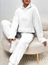 Weißer 2-teiliges Teddy Loungewear Set Damen