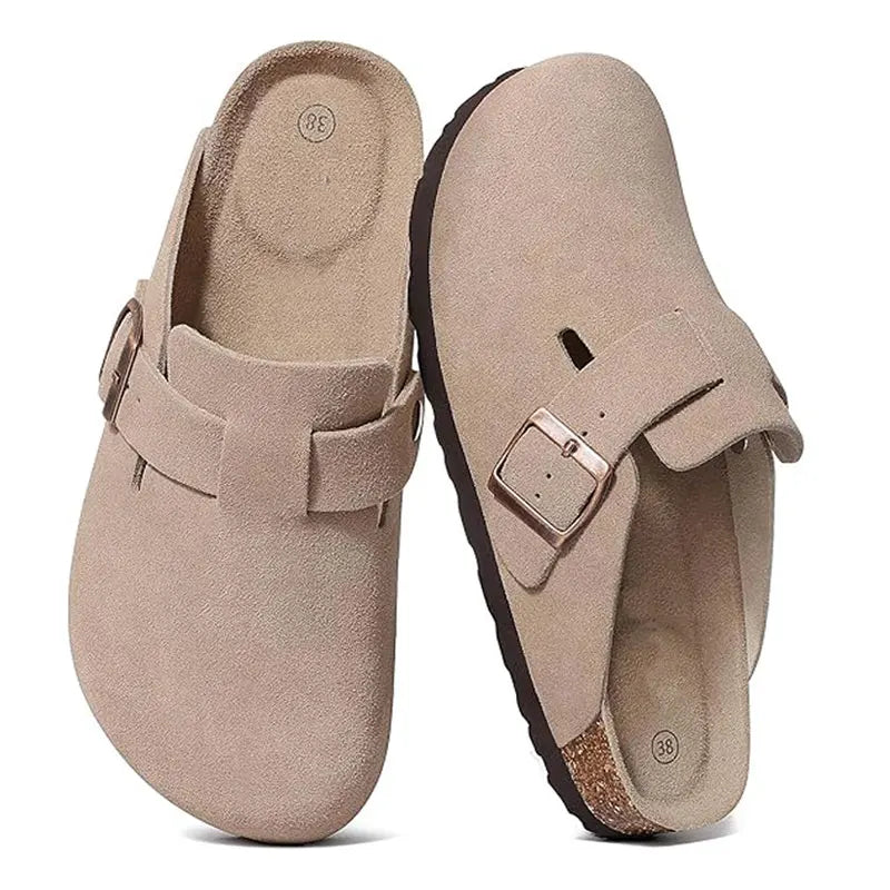 Comfort Clogs Damen aus Wildleder mit Kork-Fußbett – Mavira von Talaine, Detailansicht