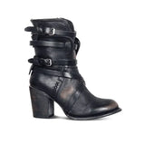 Rebelia Stiefeletten mit Riemen, Schnallen & Reißverschluss in Schwarz