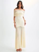 Mystique Maxi Kleid Elfenbein – Elegantes Abendkleid
