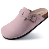Comfort Clogs Damen Rosa aus Wildleder mit Kork-Fußbett – Mavira von Talaine, Produktfoto