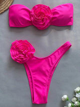 Bikini Damen Rosa Bandeau – Rosalie von Talaine, verspielte Sommerfarbe