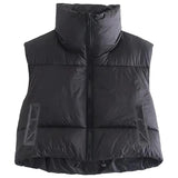 Marlowe Cropped Steppweste Damen in Schwarz ohne Ärmel