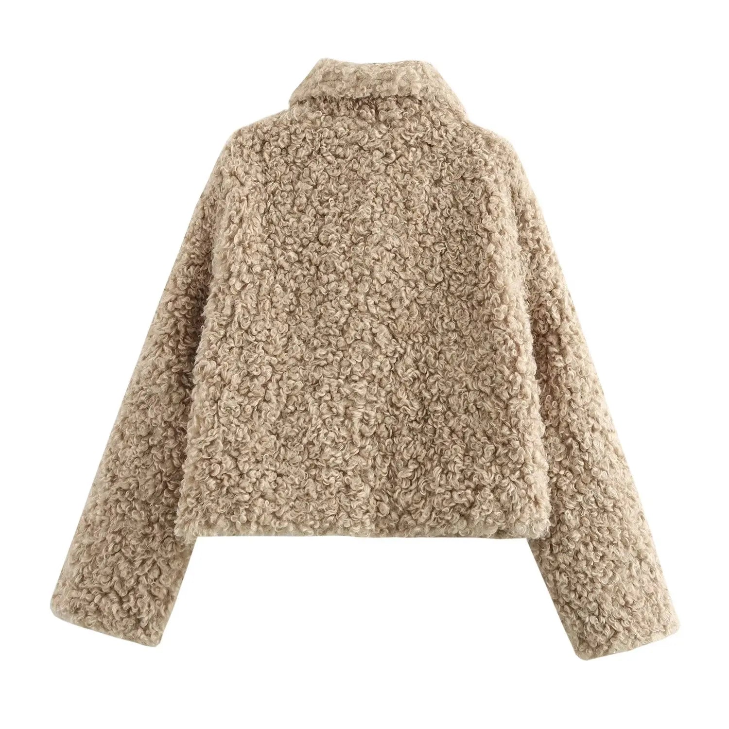 Rückansicht der Elavine Teddyjacke in Beige
