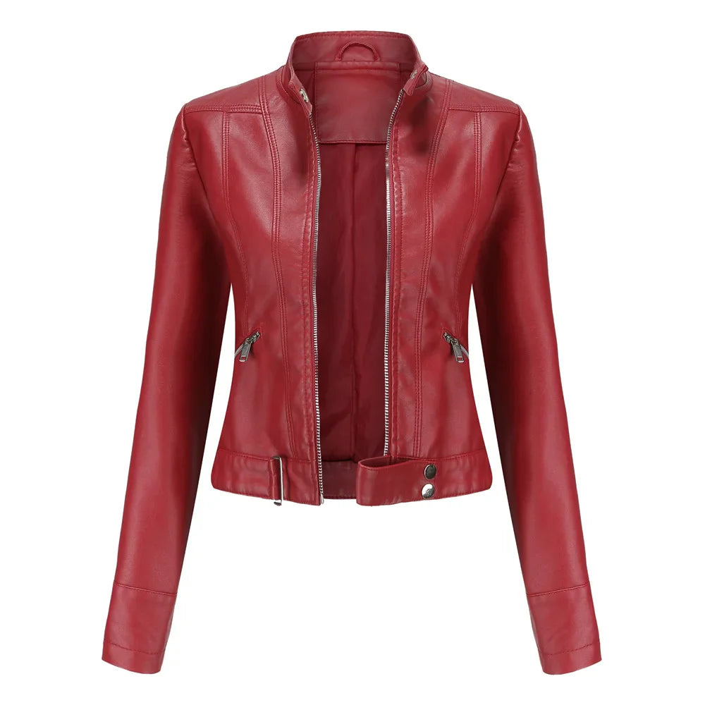 Veloura Bikerjacke Damen rot vegan Leder