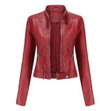 Veloura Bikerjacke Damen rot vegan Leder