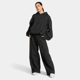 Leoparden Sweatanzug Damen in Schwarz mit oversized Kapuzenpullover