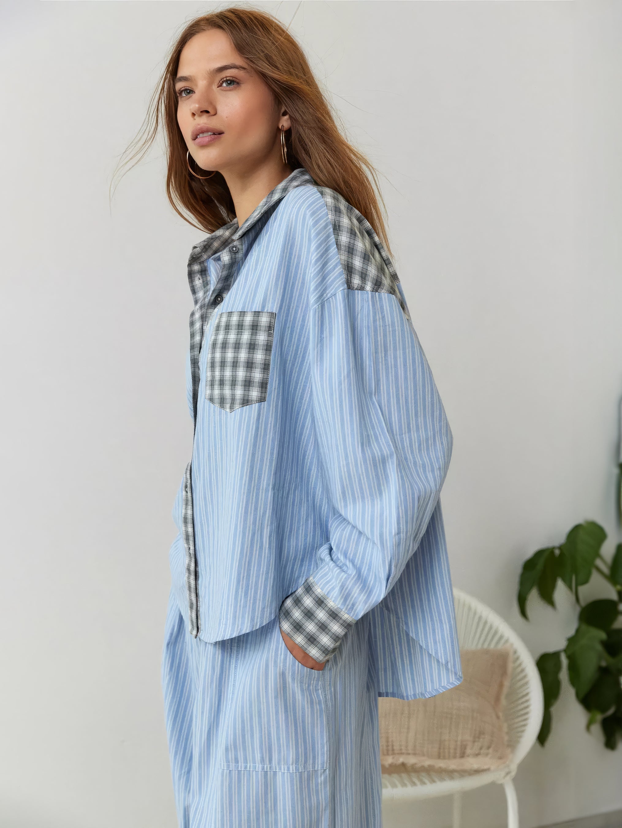 bequeme Pyjama-Set für Damen mit Knopfleiste