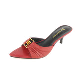 Mutera Heeled Mules Damen Rot aus Echtleder mit goldener Schnalle – Talaine