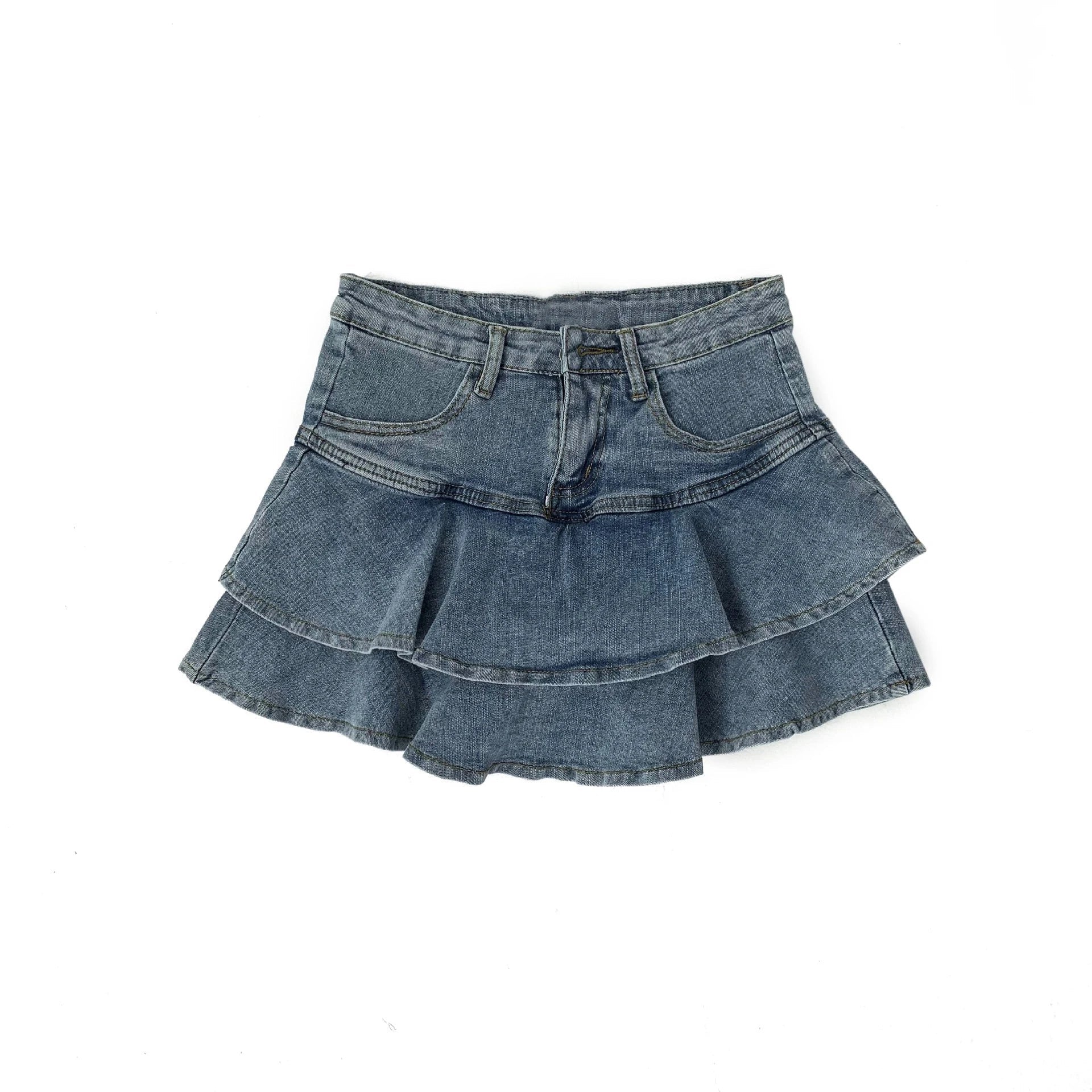 Volant-Jeansrock Damen High Waist gestuft – Liberta von Talaine, Tragebild