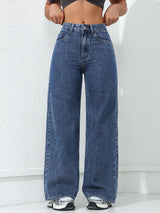 Lunira Wide-Leg-Jeans in Dunkelblau – Detail-Flatlay des Denim-Stoffs