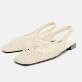 Aurelia geflochtene Mesh-Ballerinas in Beige