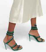 Zyrelia Crystal Wrap Heels | Elegante Damen Sandalen mit Wickel-Knöchelband