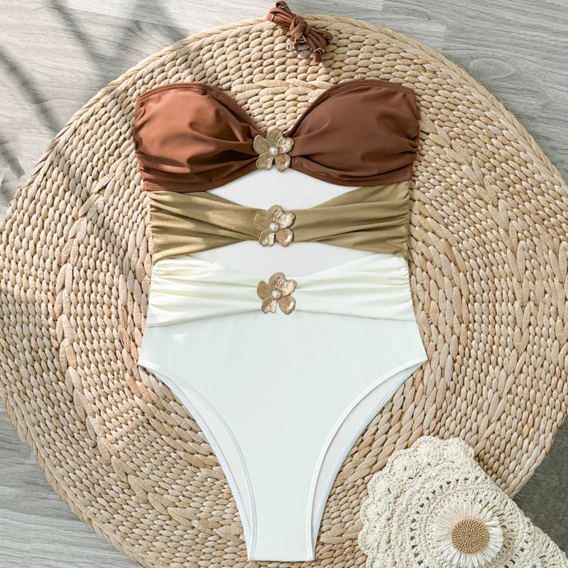 Badeanzug Damen Bandeau One-Piece high-leg – Fioretta von Talaine, seitliche Ansicht