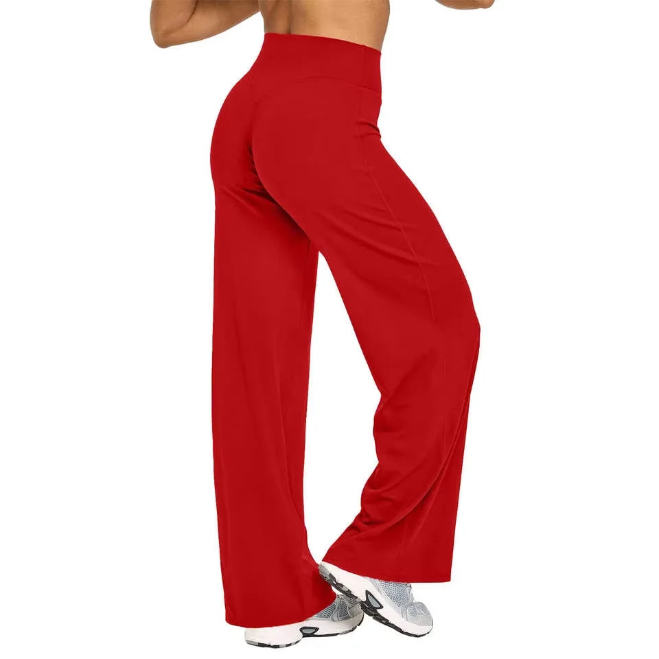 Yoga-Hose Damen Weihnachtsrot High Waist Flared mit weitem Bein – Livia von Talaine, Farbansicht Weihnachtsrot