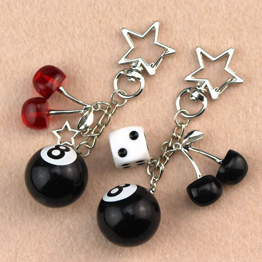 Lucky8 Schlüsselanhänger mit Kirsche, 8-Ball und Stern